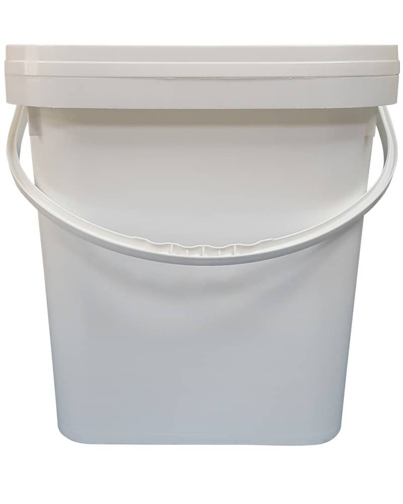 square plastic buckets with lid and handle are used for food packaging