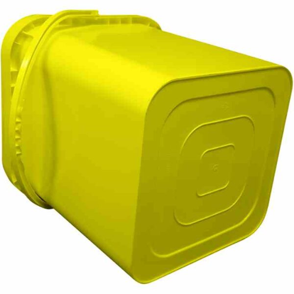 yellow 5 gallon bucket with lid