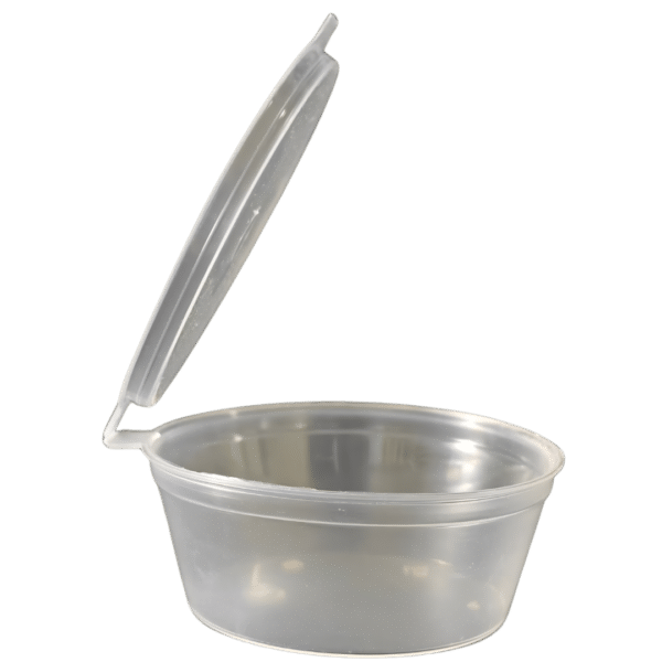 DYF063: 2 oz Hinged Lid Sauce Container