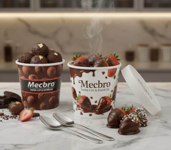 Fresh Frozen Fruit Chocolate Packaging, Paper Bowl & Paper Lid Eco - Friendly DPAP300