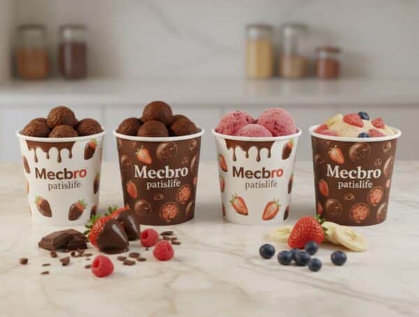 Fresh Frozen Fruit Chocolate Packaging, Paper Bowl & Paper Lid Eco - Friendly DPAP300