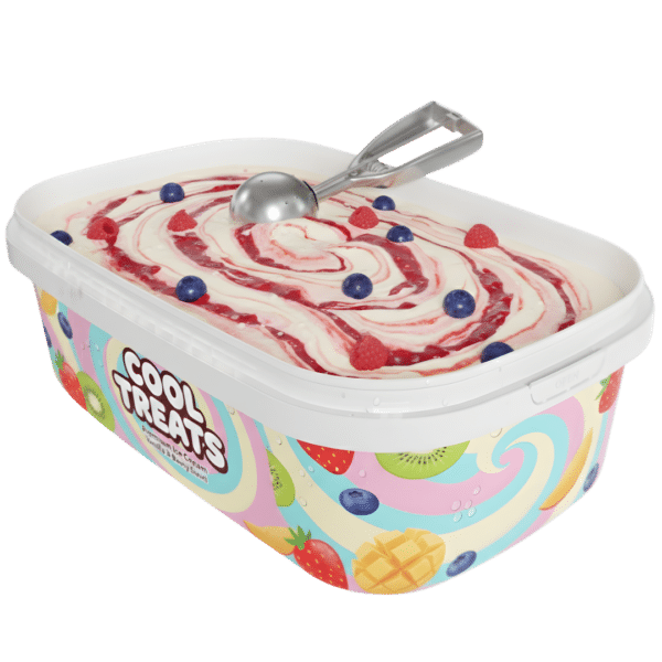 D1000–1200 ML PP Rectangular Ice Cream Container, IML Printable, Food Grade Plastic Packaging