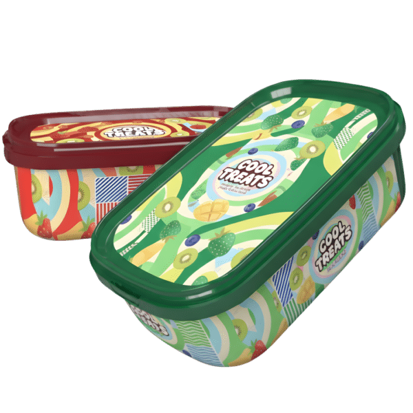 D1000–1200 ML PP Rectangular Ice Cream Container, IML Printable, Food Grade Plastic Packaging