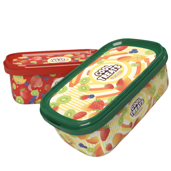 D1000–1200 ML PP Rectangular Ice Cream Container, IML Printable, Food Grade Plastic Packaging