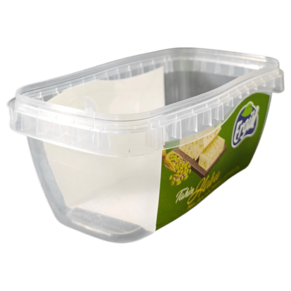 DÖK400 – 400 ml / 16 oz Custom-Shaped Halva Container | IML Printed Food Packaging