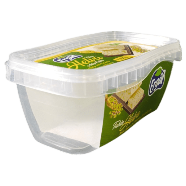 DÖK400 – 400 ml / 16 oz Custom-Shaped Halva Container | IML Printed Food Packaging