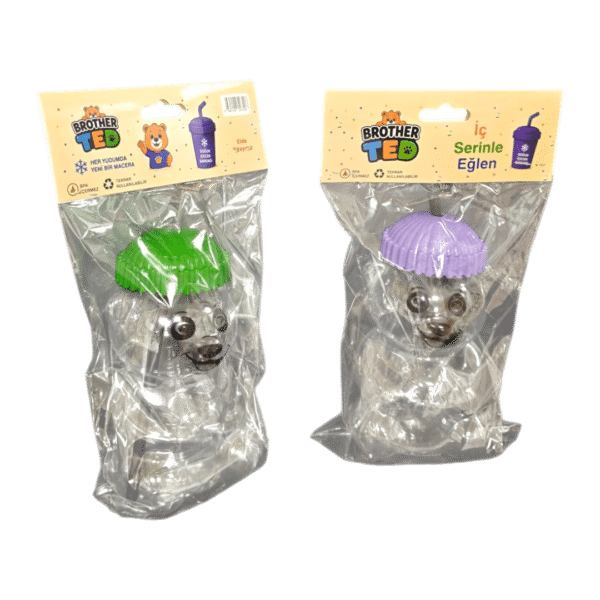 DPET450 Bear-Shaped Figure Straw Cold Drink Cup – 450 ML / 15 OZ