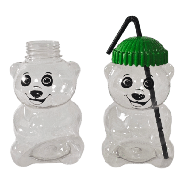 DPET450 Bear-Shaped Figure Straw Cold Drink Cup – 450 ML / 15 OZ