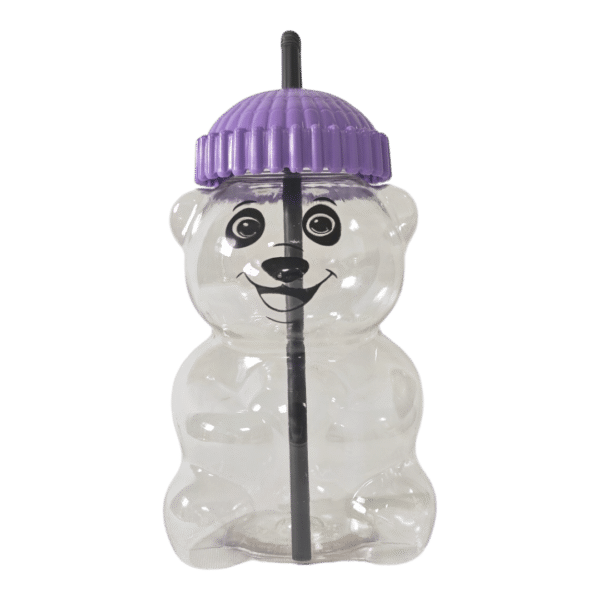 DPET450 Bear-Shaped Figure Straw Cold Drink Cup – 450 ML / 15 OZ