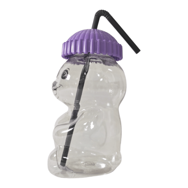 DPET450 Bear-Shaped Figure Straw Cold Drink Cup – 450 ML / 15 OZ