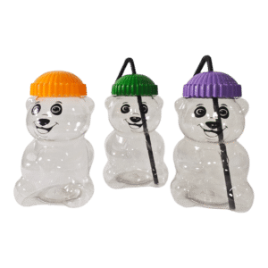 DPET450 Bear-Shaped Figure Straw Cold Drink Cup – 450 ML / 15 OZ