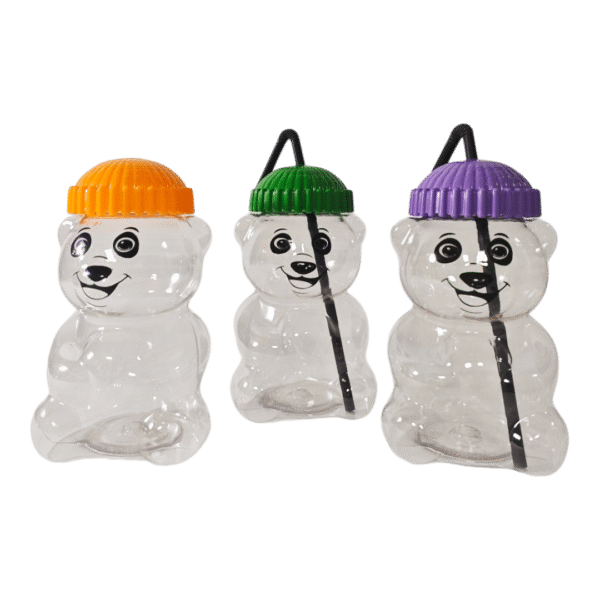 DPET450 Bear-Shaped Figure Straw Cold Drink Cup – 450 ML / 15 OZ